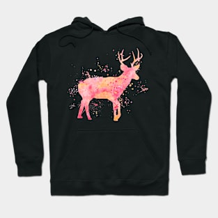 Peachy Pink Deer Watercolor Painting Hoodie